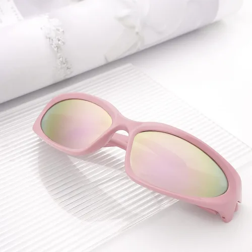 Vista 6 de knliwkm Y2K - Gafas de sol envolventes deportivas futuristas ovaladas para mujeres y hombres 2022 a la moda, color plateado