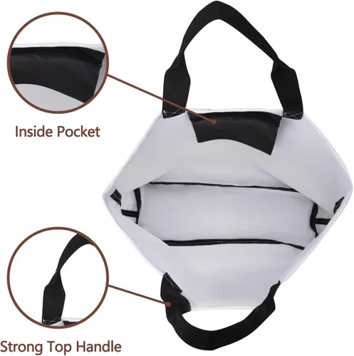 Vista 5 de Dacawin Bolsas de lona para mujer, reutilizables, para compras, viajes, comestibles, bolsa de hombro grande