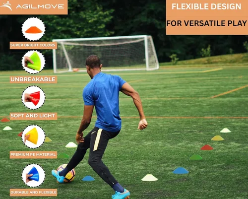 Vista 4 de Conos de fútbol flexibles (juego de 60/50/40/25) con bolsa de malla y correa, conos deportivos para fútbol, baloncesto, equipo de entrenamiento