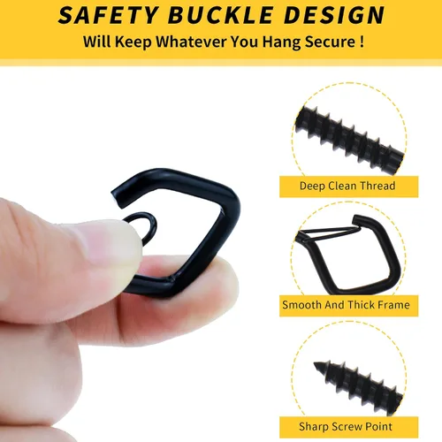 Vista 2 de CADONO 30 PCS Ganchos Colgantes de Copa con Tornillo con Hebilla de Seguridad, Ganchos de Tornillo a Prueba de Viento Perfectos para Colgar Luces
