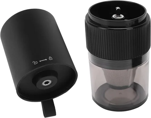 Vista 5 de Molinillo de café eléctrico portátil, recargable por USB, con parada automática, ajustable, pequeño, con asa, silencioso y compacto para el hogar