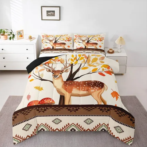 Vista 44 de Erosebridal Juego de edredón individual de pavo de Acción de Gracias, juego de ropa de cama de calabaza con hojas de otoño para niños y adultos