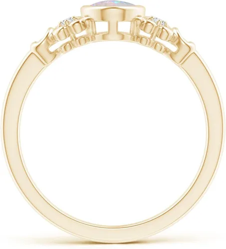 Vista 2 de Angara Anillo solitario de ópalo natural para mujeres, niñas en oro macizo de 14 quilates, platino Regalo de joyería de piedra natal de octubre