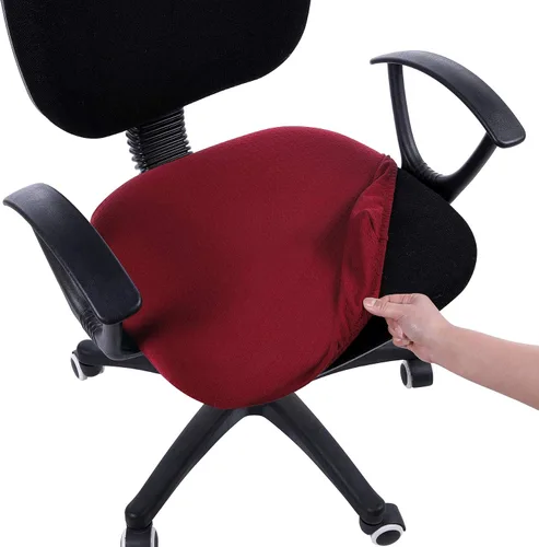 Vista 16 de Smiry Fundas de asiento de silla de computadora de oficina, de jacquard elástico, extraíbles, lavables, antipolvo, protectores de cojín para silla