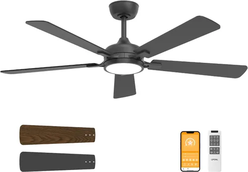Vista 23 de OPONL Ventilador de techo de 52 pulgadas con luz y control remoto Negro