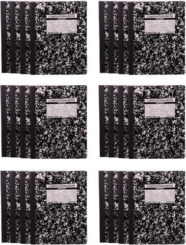 Vista 6 de Mintra Office Libros de composición – Tapa flexible resistente (1 paquete, mármol negro Comp – rayado universitario)