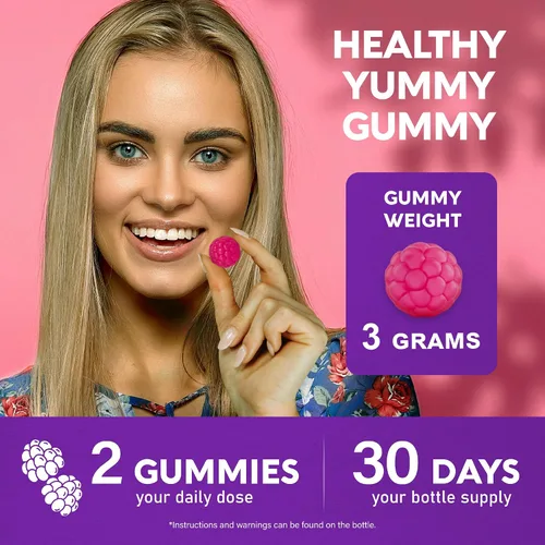 Vista 7 de Gomitas de biotina con colágeno - Soporte para el crecimiento del cabello, fortaleza de la piel y las uñas - para mujeres y hombres - Biotina 10 000