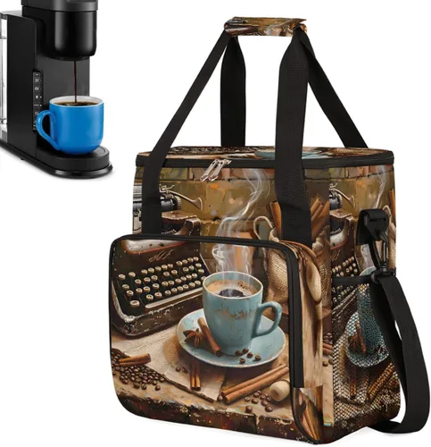 Vista 14 de Bolsa para cafetera compatible con K-Mini o K-Mini Plus Coffee Cup Pattern1 Coffees Machine Travel Storage Tote Bag Compatible Portable Single