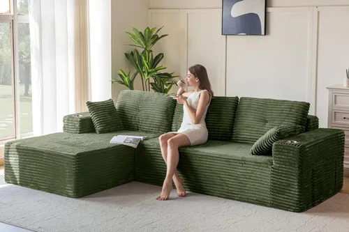 Vista 25 de MAXYOYO Sofá modular de 104 pulgadas con diván en forma de L, moderno sofá deshuesado para sala de estar, sofá en una caja, sofá de gran
