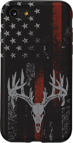 Vista 18 de Funda para iPhone 16 con la bandera americana de cola blanca ciervo Buck Hunting USA FLAG Hunter