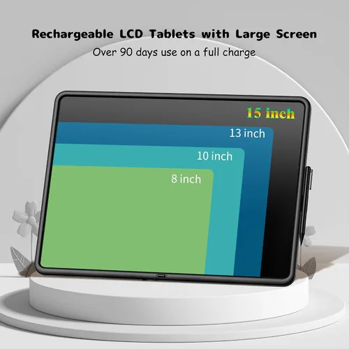 Vista 6 de Tableta de escritura LCD de 15 pulgadas para niños, tablero de dibujo colorido y juguetes educativos, regalos para niñas de 3 a 8 años, tablero