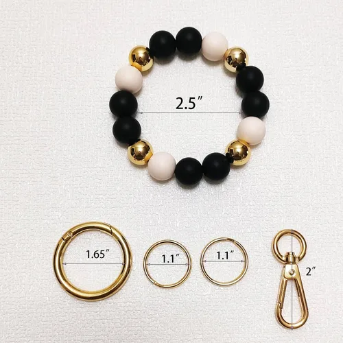 Vista 3 de Llavero de silicona con cuentas para mujer, pulsera elástica para llavero