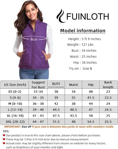Vista 4 de Fuinloth - Chaleco acolchado para mujer, diseño de cuello alto, ligero, con cierre