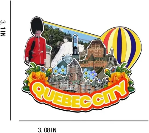 Vista 3 de Imán de madera para nevera de la ciudad de Quebec Canadá Monumentos 3D de viaje, coleccionables, recuerdos, decoración hecha a mano -2277