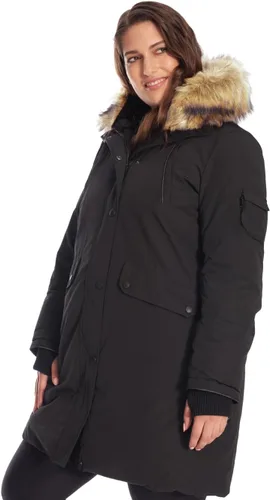 Vista 2 de ALPINE NORTH Laurentian - Chaqueta larga de plumón vegano para mujer con capucha de piel sintética