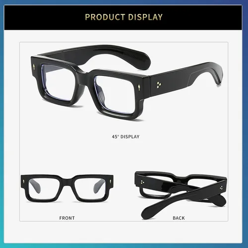 Vista 5 de Gafas de marco cuadrado grueso para mujeres y hombres, anteojos rectangulares gruesos, sin receta, lentes de luz azul para computadora