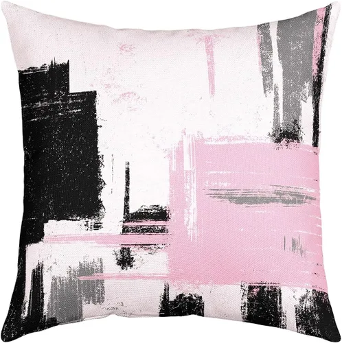 Vista 18 de Juego de 4 fundas de almohada abstractas de 16 x 16 pulgadas, fundas de cojín suaves y modernas de arte abstracto para sofá, fundas decorativas