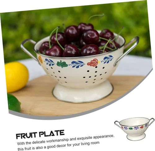 Vista 3 de Cabilock Bandeja de servir de fruta Multifunción Metal Contenedor de frutas Colador decorativo Agujero de drenaje