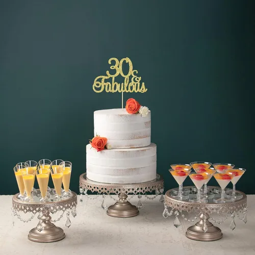 Vista 6 de Gyufise 1 decoración de 30 con purpurina dorada y fabulosos adornos para tartas de 30 años y fabulosos adornos para tartas de cumpleaños de 30 años