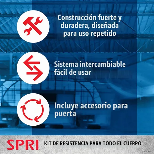 Vista 5 de SPRI Kit de banda de resistencia, tubos intercambiables de entrenamiento de resistencia para tonificación de cuerpo completo, incluye 5 bandas