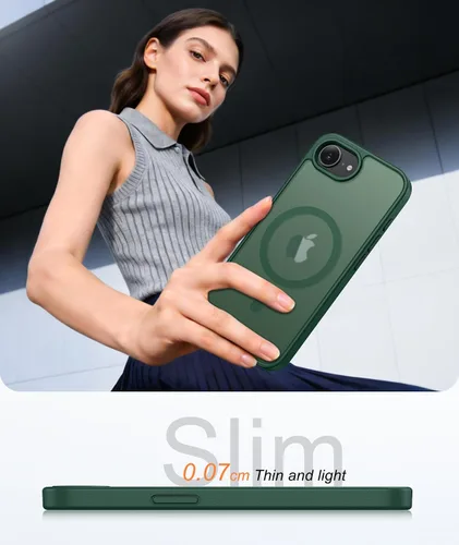 Vista 933 de FNTCASE Funda para iPhone 17 Pro: Fundas delgadas translúcidas de color azul claro compatibles con MagSafe, protección completa de la cámara