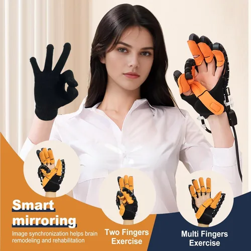 Vista 5 de Rehabilitation Robot Gloves, Finger Exerciser for Stroke Recovery Hand Glove Equipment Hand Function Rehabilitation, Adjustable Strength and