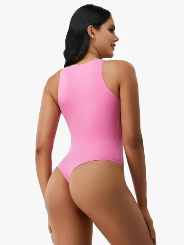 Vista 6 de YIANNA Body de cuello redondo para mujer, camiseta de tanga con sensación de segunda piel, trajes de cuerpo