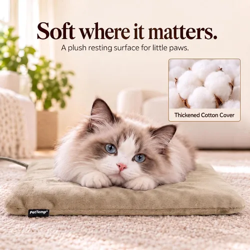 Vista 7 de Almohadilla térmica para mascotas para gatos, perros, interiores y exteriores, impermeable, con calefacción, cama para gatos, cama climatizada