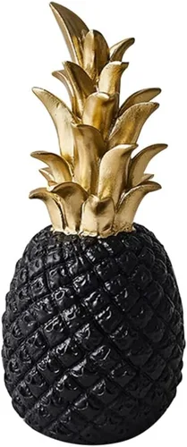 Vista 7 de Cabilock Estatua de piña de resina negra, decoración de escritorio, sala de estar, gabinete de TV, decoración de mesa, adorno de frutas Negro