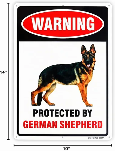 Vista 5 de Cartel de pastor alemán "Protected by German Shepherd", 14 x 10 pulgadas, aluminio libre de óxido 040, reflectante, con protección UV y resistente a