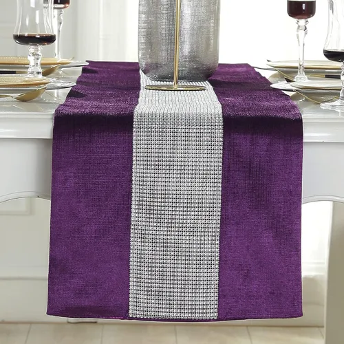 Vista 19 de Camino de mesa largo con lentejuelas y diamantes de imitación y borlas para comedor, Navidad, boda, fiesta, decoración de mesa