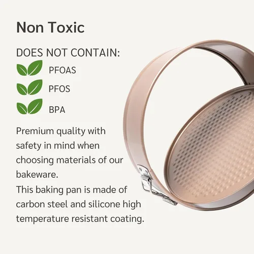 Vista 4 de HAPPIELS Molde desmoldable antiadherente para cheesecake de 8 pulgadas Libre de PFOA y BPA, molde desmoldable no tóxico para pasteles Los