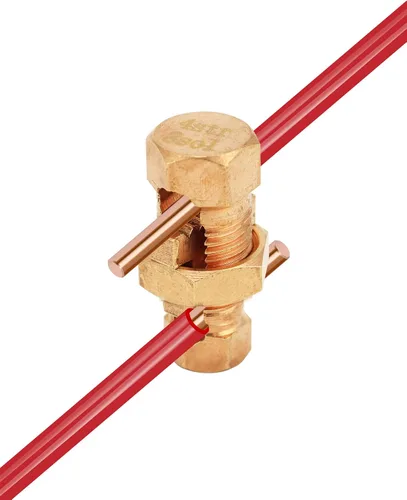 Vista 4 de QWORK Perno dividido a tierra, 50 conectores de pernos divididos de alta resistencia calibre 4 calibre 8, abrazadera de cable de tierra, cobre