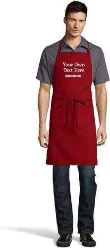 Vista 8 de Delantal personalizado con texto en inglés "Add a name", diseño bordado, unisex, extra largos, delantales para adultos, 23 pulgadas de ancho x 34