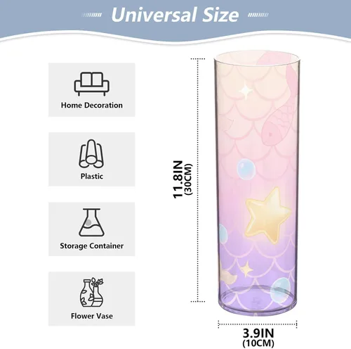 Vista 2 de Cute Cartoon Pink Fish Plastic Vase 11.8 x 3.9 Inch decorative Home Decor Vases Clear Home Kitchen Table Centerpieces jarron para centro de mesa