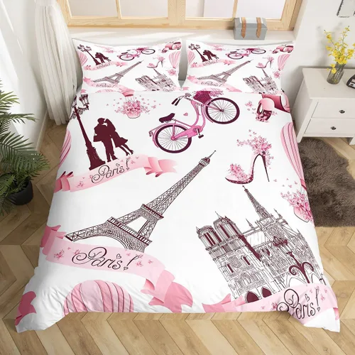 Vista 7 de Erosebridal Funda de edredón lavanda para niños, niñas, adultos, mujeres, funda de edredón de árboles verdes, tamaño individual, juego de ropa