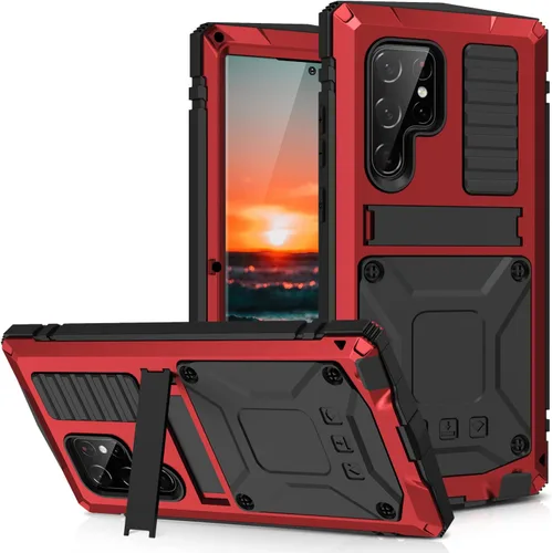 Vista 27 de Simicoo Samsung S22 - Funda de metal con protector de pantalla y protector de cámara, resistente a los golpes, con soporte, cubierta completa