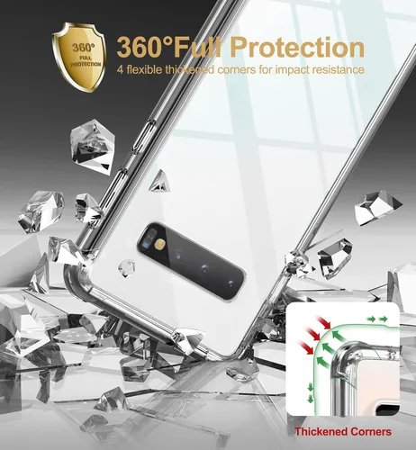 Vista 6 de SURITCH Funda transparente para Samsung Galaxy S10 Plus (solamente) de 6.4 pulgadas, [protector de pantalla integrado], protección de cuerpo