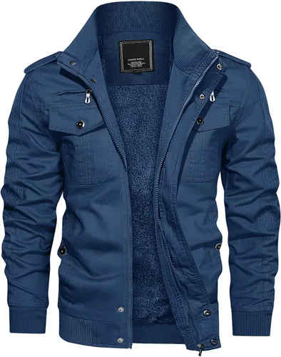 Vista 18 de CRYSULLY - Abrigo de invierno para hombre, estilo casual, con forro polar, bolsillos múltiples, estilo campo, con capucha extraíble
