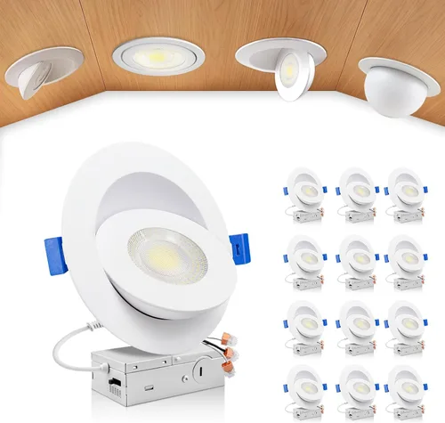 Vista 39 de zouzai Mini luz LED de cardán ajustable de 2 pulgadas, 5CCT seleccionable, rotación de 360° e inclinación de 90° para iluminación precisa Blanco