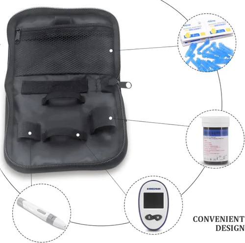 Vista 2 de Estuche de viaje para diabetes, estuche organizador de transporte para diabéticos, estuche para monitor de glucosa, bolsa de almacenamiento