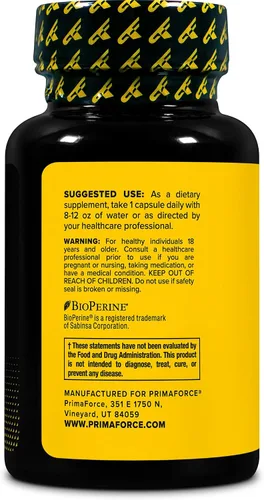 Vista 3 de Primaforce Suplemento DIM (diindolilmetano) 300 mg 60 cápsulas vegetarianas Con extracto de pimienta negra BioPerine para una mayor absorción, sin