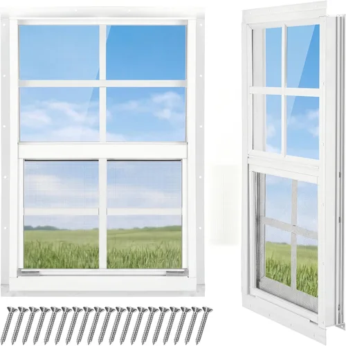 Vista 12 de Tandefio - Ventanas de cobertizo de 12 x 18 pulgadas, ventanas pequeñas de 12 x 18 pulgadas, montaje empotrado negro con vidrio templado y pantalla