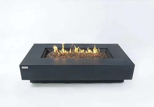 Vista 2 de AMS Chimenea Elementi Plus Positano Mesa rectangular de gas propano de hormigón gris oscuro Gris oscuro (Positano)