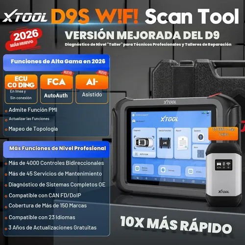 Vista 10 de XTOOL D9S Topology Mapping OBD2 escáner, codificación ECU, PMI, actualización gratuita de 3 años Wireless Bidirectional Automotive Diagnostic Scan