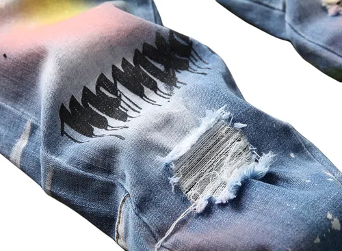 Vista 4 de Baylvn Pantalones de mezclilla ajustados y rectos de diseño para hombre