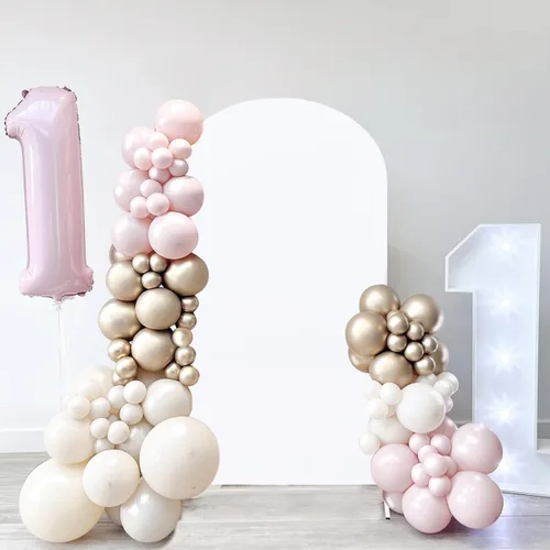 Vista 14 de Fundas de arco elásticas de 6 pies, color beige, para bodas, cumpleaños, baby shows, fiestas, banquetes