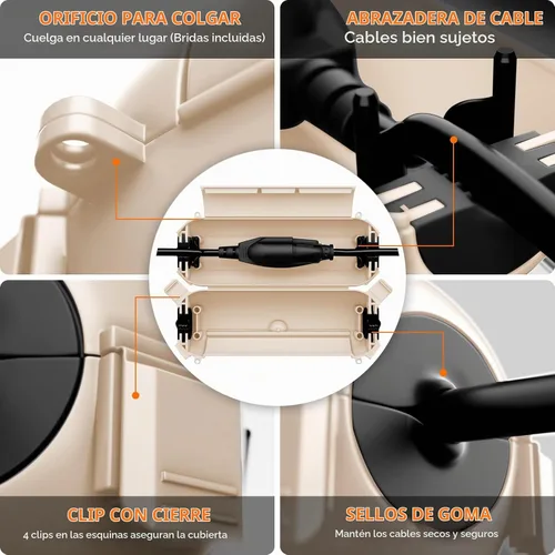 Vista 3 de RESTMO Paquete de 2 fundas compactas para cable de extensión para exteriores, caja impermeable IP44 y funda de seguridad, ideal para proteger