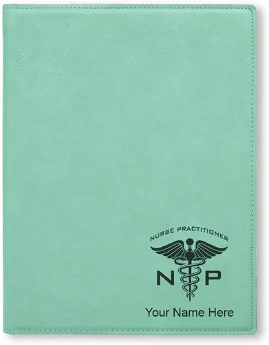 Vista 5 de Bloc de notas pequeño de 7 x 9 pulgadas, enfermera practicante NP, grabado personalizado incluido (negro con plata)