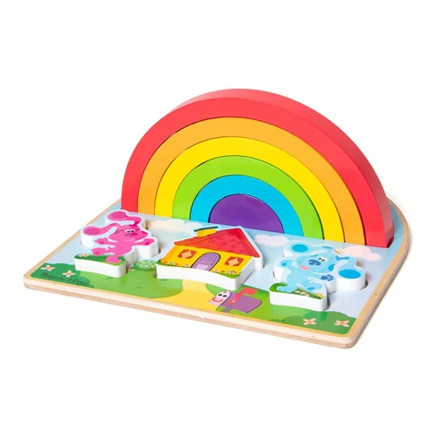 Vista 4 de Melissa & Doug Blue's Clues & You! Rompecabezas de madera con diseño de arco iris (9 piezas)
